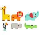 Tooky Toy Drewniane Puzzle Montessori Wielowarstwowe Tablica Zwierzątka Leśne 7 el. Tooky Toy