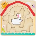 Tooky Toy Drewniane Puzzle Montessori Wielowarstwowe Tablica Zwierzątka na Farmie 7 el. Tooky Toy