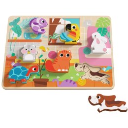 Tooky Toy Drewniane Puzzle Montessori Zwierzątka Dom Dopasuj Kształty Tooky Toy