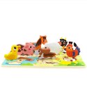 Tooky Toy Drewniane Puzzle Montessori Zwierzątka Farma Dopasuj Kształty Tooky Toy