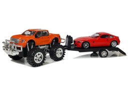 Zestaw Pojazdów Pomarańczowy Monster Truck Czerwone BMW Laweta 58 cm LEAN Toys