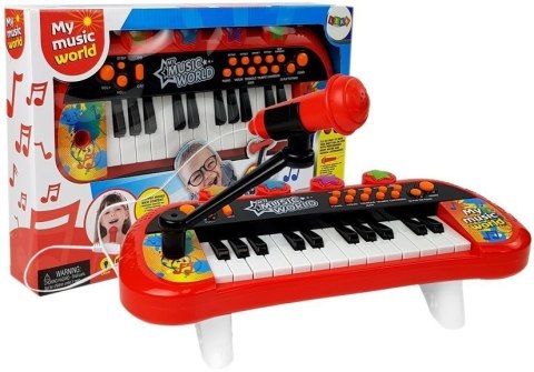 Keyboard Pianinko 24 Klawisze USB Mikrofon Czerwony LEAN Toys