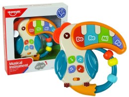 Muzyczne Pianinko Kolorowa Papuga Dźwięki Światła Koraliki LEAN Toys