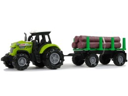 Zielony Traktor Przyczepa Bale Drewna Farma Dźwięk LEAN Toys