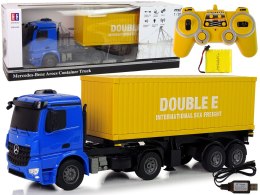 Duża Ciężarówka R/C Mercedes Arocs Niebieska 1:20 Kontener 58 cm Długości Double E