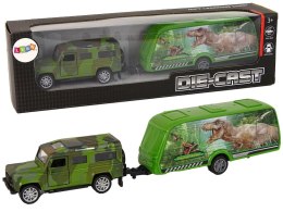 Zestaw Pojazdów Jeep z Naciągiem Przyczepa z Dinozaurami LEAN Toys