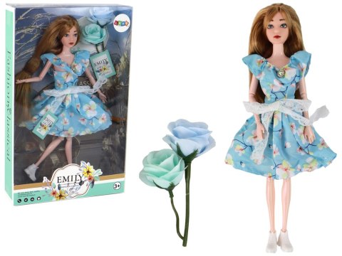 Lalka Dla Dzieci Emily Wiosenna Długie Włosy Niebieska Sukienka Kwiat LEAN Toys