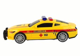 Sportowe Auto Ambulans Światła Dźwięk Żółty Napęd LEAN Toys