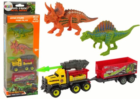 Dinozaury Zestaw Samochód Rakieta Z Naczepą Żółty LEAN Toys