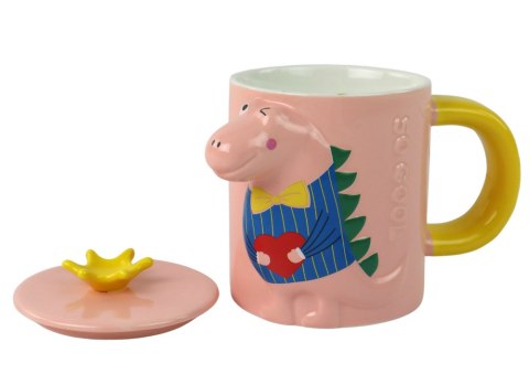 Kubek Z Przykrywką Dinozaur Różowy Dinozaur 400 ml LEAN Toys