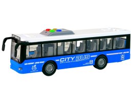 Autobus Na Baterie Światła Dźwięki Napęd Frykcyjny Niebieski 1:16 LEAN Toys