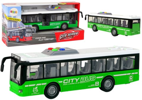 Autobus Na Baterie Światła Dźwięki Napęd Frykcyjny Zielony 1:16 LEAN Toys