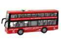 Autobus Piętrowy Na Baterie Światła Dźwięki Napęd Frykcyjny Czerwony 1:16 LEAN Toys