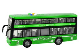 Autobus Piętrowy Na Baterie Światła Dźwięki Napęd Frykcyjny Zielony 1:16 LEAN Toys