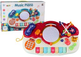 Organki Pianinko Edukacyjne Muzyczne Bębenek Dźwięki Światła LEAN Toys