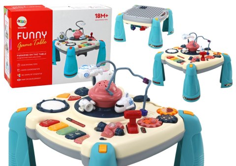 Interaktywny Stoliczek Edukacyjny Panel Dziecięcy Pianinko Kosmos Niebieski LEAN Toys