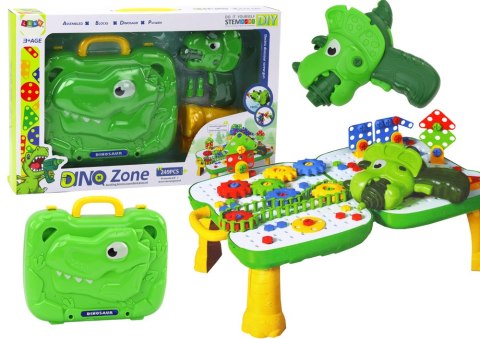 Walizka Stolik Zestaw DIY Układanka Klocki Dinozaur Wkrętarka 249 ele. LEAN Toys