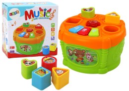 Bębenek Interaktywny Edukacyjny Kształty Zielono- Pomarańczowy LEAN Toys