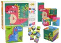 Edukacyjne Puzzle 6w1 Klocki Układanka Kostki 6 Obrazków Dinozaury 9 El. LEAN Toys