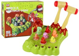 Gra Wack-A-Mole Dinozaury Plansza Młotki Zielona Światła Dźwięki LEAN Toys