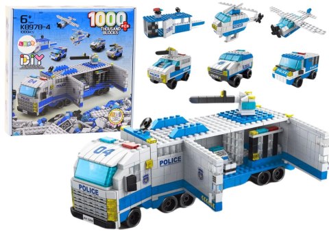 Ciężarówka Policyjna Klocki Konstrukcyjne 6w1 Zestaw Policja Pojazdy 1000el LEAN Toys