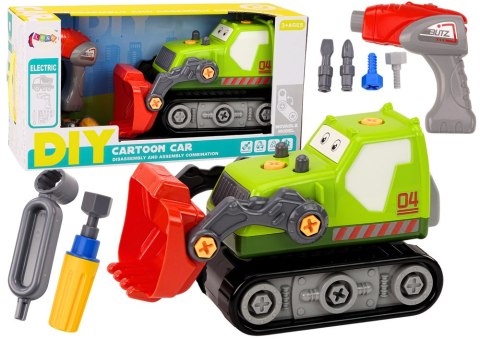 Koparka Gąsienicowa Kreskówkowa Do Rozkręcania DIY Zielona LEAN Toys