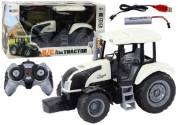 Traktor Zdalnie Sterowany RC 2.4G Dźwięki Biały LEAN Toys