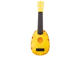 Ukulele Dla Dzieci Mini Gitara 4 Struny Motyw Ananasa Gitarka Żółta 15″ LEAN Toys