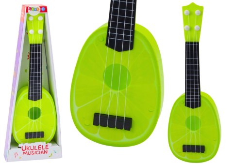 Ukulele Dla Dzieci Mini Gitara 4 Struny Owoc Limonka Zielona 15" LEAN Toys