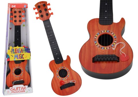 Gitara Zabawkowa Dla Dzieci Kostka Do Gry Drewno Pomarańczowa LEAN Toys