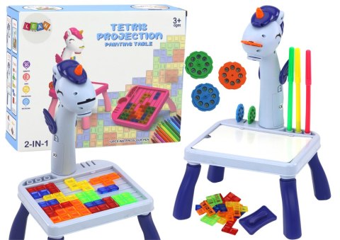 Mini Projektor Stolik Tetris 2w1 Jednorożec Niebieski LEAN Toys