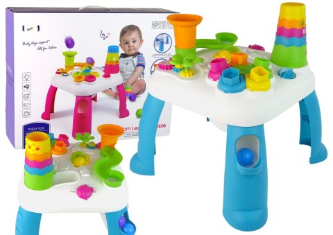 Interaktywny Stolik Edukacyjny Sorter Zjeżdżalnia Piłeczek Niebieski LEAN Toys