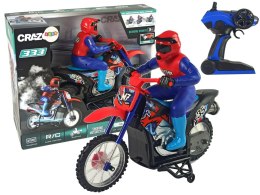 Motor Crossowy Zdalnie Sterowany 1:10 2.4G Niebieski 20 km/h Dym Dźwięk LEAN Toys