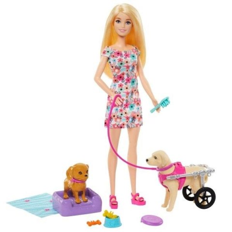 Barbie. Lalka i piesek na wózku Mattel