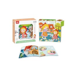 TOOKY TOY Drewniane Klocki Puzzle Układanka Montessori Czerwony Kapturek + Książeczka 17 el. Tooky Toy