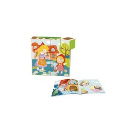 TOOKY TOY Drewniane Klocki Puzzle Układanka Montessori Czerwony Kapturek + Książeczka 17 el. Tooky Toy