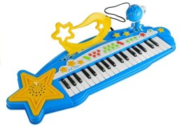 Duży Keyboard 37 Klawiszy MP3 + Mikrofon Niebieski LEAN Toys