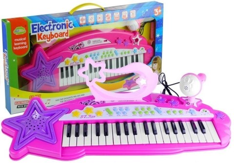 Keyboard Organki 37 Klawiszy MP3 Mikrofon Różowe LEAN Toys