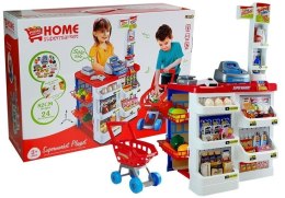 Zabawkowy Market z Wózkiem Kasa Fiskalna Skaner Artykuły Spożywcze Zakupy LEAN Toys