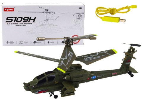 Helikopter Militarny Apache Zdalnie Sterowany RC Syma S109H Khaki LEAN Toys