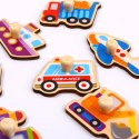 TOOKY TOY Drewniane Puzzle Montessori Transport Pojazdy z Pinezkami Do Dopasowania Tooky Toy