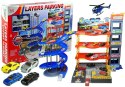 Parking Poziomowy Tor Winda 4 Autka Helikopter LEAN Toys