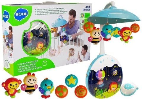 Karuzelka dla niemowlaka z Pilotem Plastikowe Zwierzątka LEAN Toys