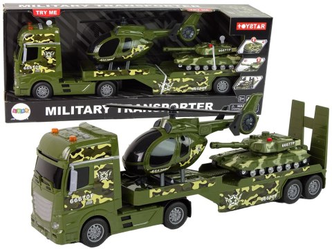 Zestaw Militarny Czołg Napęd Frykcyjny Helikopter Ciężarówka LEAN Toys