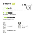 Lampa przód akum.,1Led4f, 300lm, 2200mAh, ład.USB, wododporna