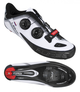 Buty rowerowe force road light CARBON, biało-czarne