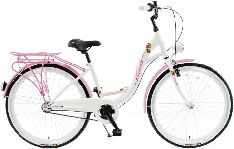 Rower miejski koła 26 cali biało różowy 2021